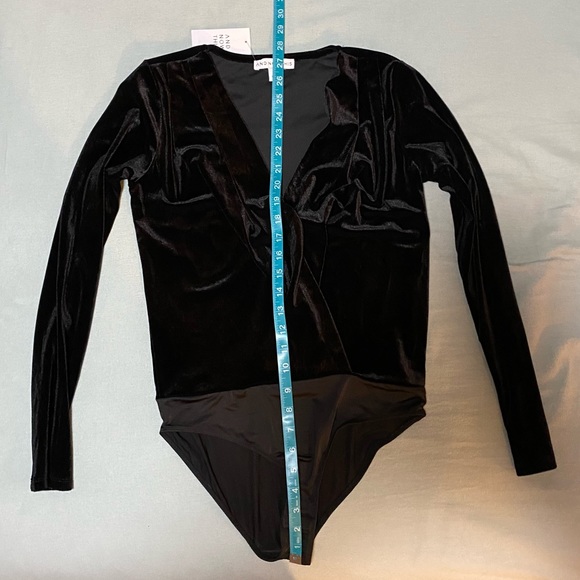 Velvet Long-Sleeve Surplice Bodysuit - Picture 6 of 9